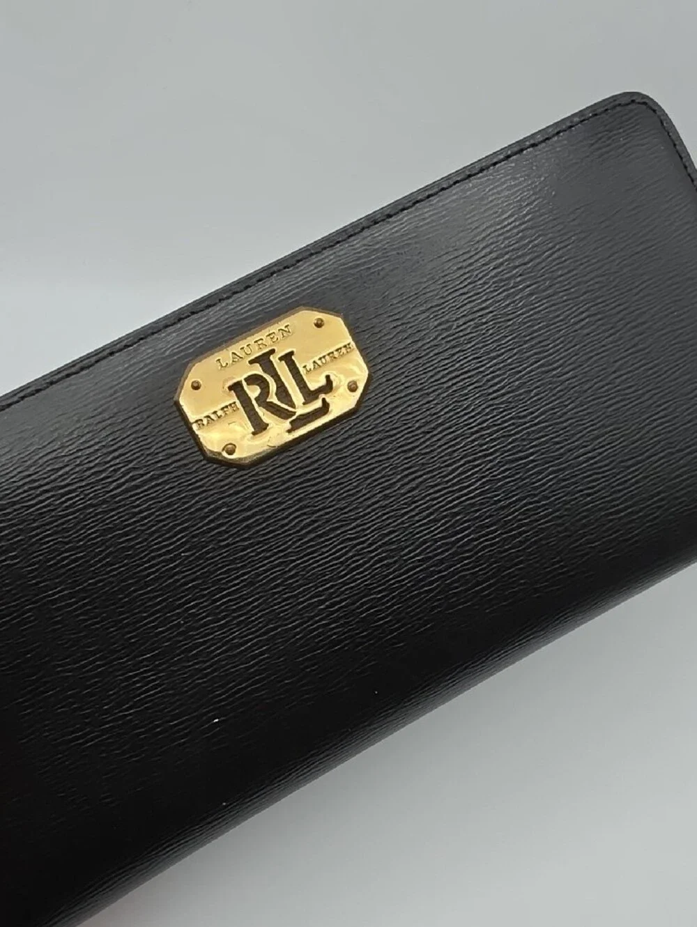 Ralph Lauren Black Wallet with Gold RL Plaque